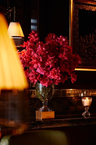 Valentine’s romantic candle lit dining menu at Jamavar Restaurant Berkeley Square Mayfair celebrations, candlelight flickers across the dining room.